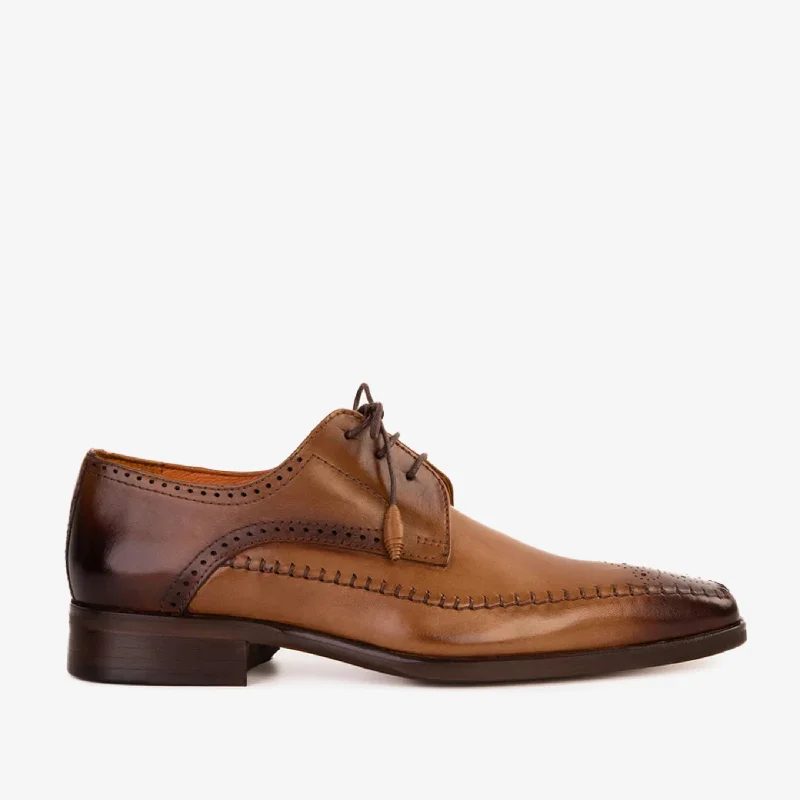 Men's Stylish Boots The Moon Tan Leather Derby Men Shoe