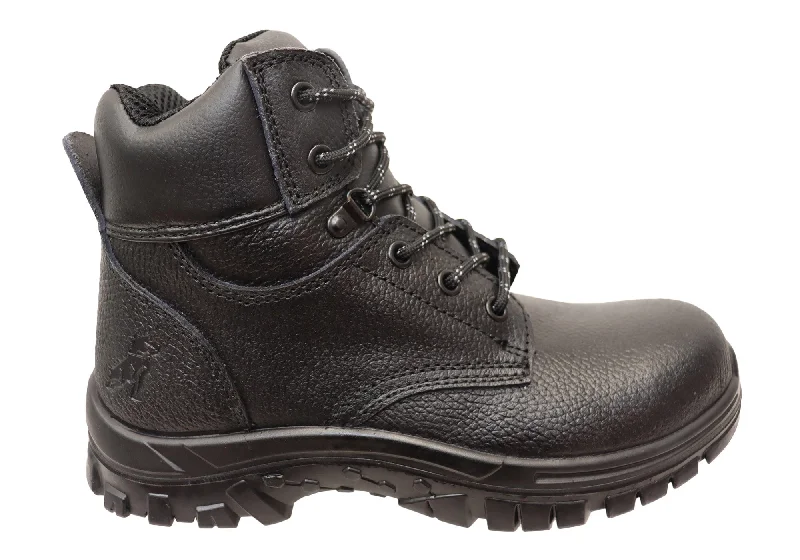 Men's Minimalist Boots Mack Mens Comfortable Leather Tradesman Lace Up Safety Boots