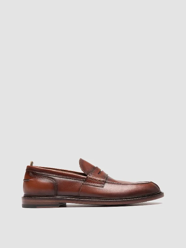 Limited-Time Shoe Discounts On Top Brands SAX 001 - Brown Leather Penny Loafers