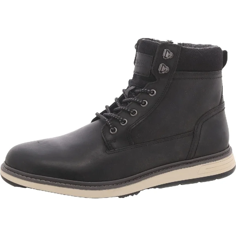 Men's Cushioned Boots Steve Madden Mens Nolle Leather Ankle Combat & Lace-Up Boots