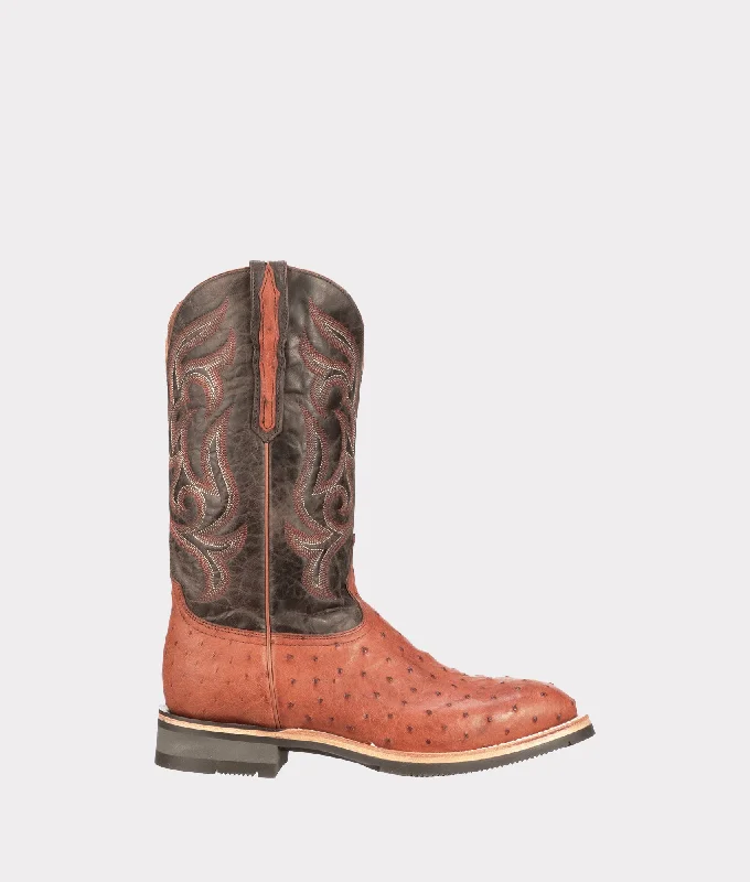 Men's All-Day Wear Boots Rowdy Ostrich :: Cognac + Brown