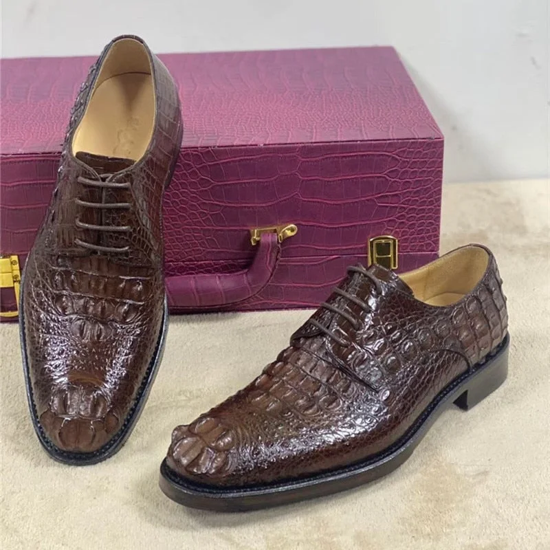 Men's High-Quality Shoes Men's 100% Handmade Authentic Crocodile Skin Pointed Toe Dress Shoes Men's High-Quality Shoes Men's 100% Handmade Authentic Crocodile Skin Pointed Toe Dress Shoes