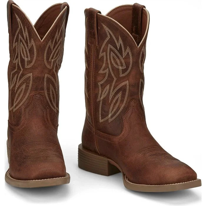 Men's Ergonomic Shoes JUSTIN MENS CANTER SQUARE TOE WESTERN BOOTS STYLE SE7516