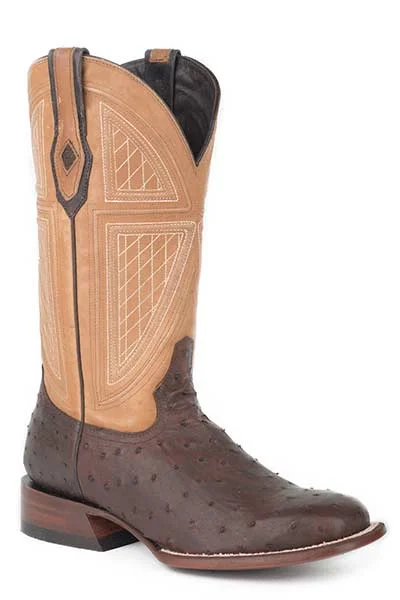 Men's Eco-Friendly Boots Stetson Mens Red Lodge Ostrich Square Toe Boots Style 12-020-1852-0273