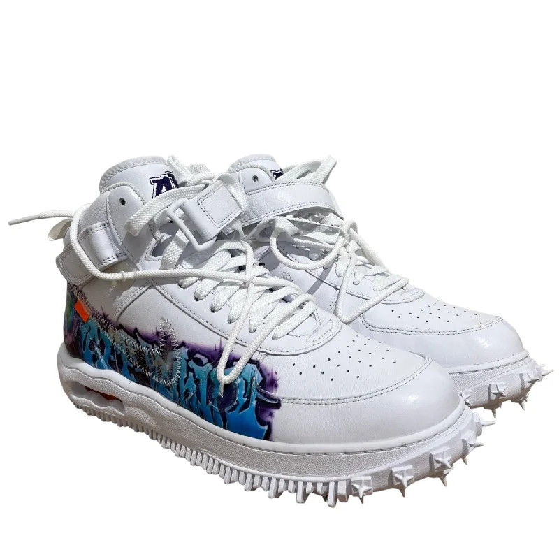Men's Cushioned Shoes NIKE/OFF-WHITE/Hi-Sneakers/US 10.5/Leather/WHT/AF1 GRAFFITI