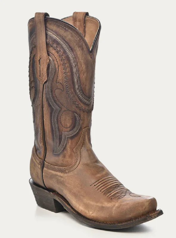 Men's Breathable Shoes CORRAL MENS BROWN GOLD COWBOY BOOTS STYLE A3479