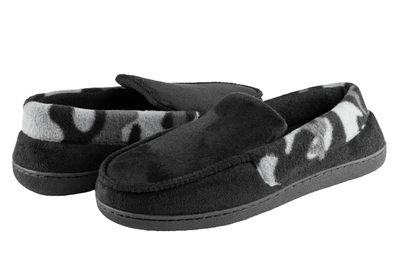 Men's Temperature-Regulating Shoes Men's Faux Suede Moccasin with Camo Fleece Cuff