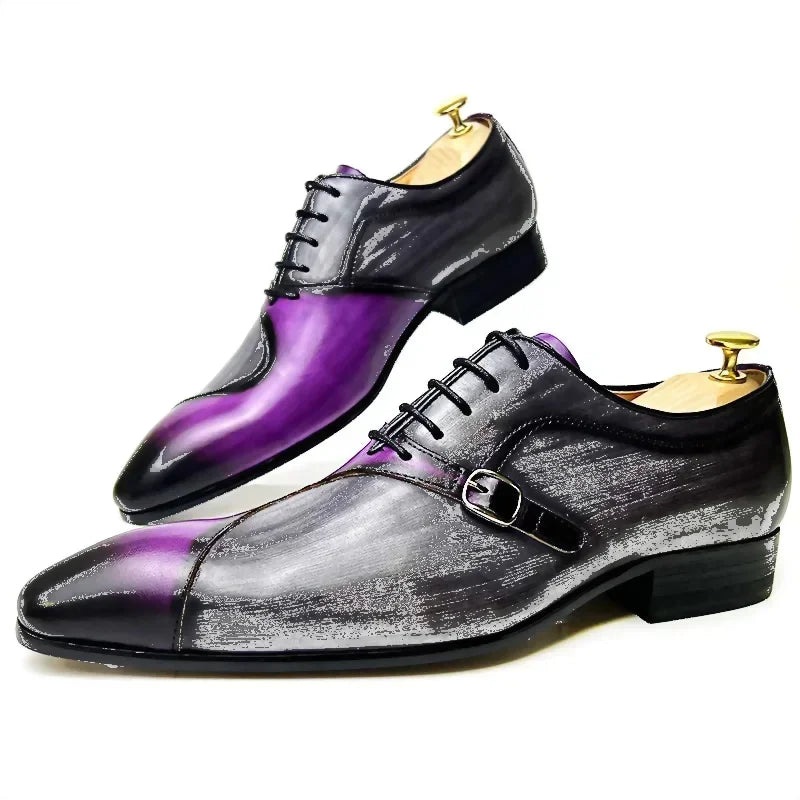 Casual Shoes For Everyday Wear Luxury Genuine Leather Lace Up Pointed Toe Mixed Color Dress Shoes for Men Casual Shoes For Everyday Wear Luxury Genuine Leather Lace Up Pointed Toe Mixed Color Dress Shoes for Men