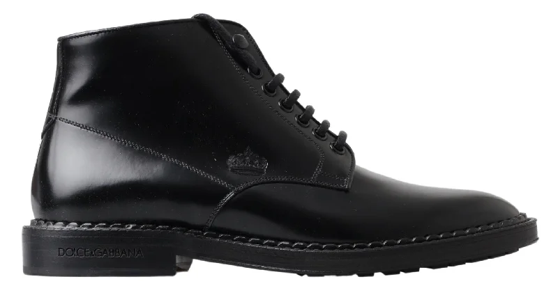 Men's Seamless Design Boots Dolce & Gabbana Elegant Black Leather Men's Men's Boots