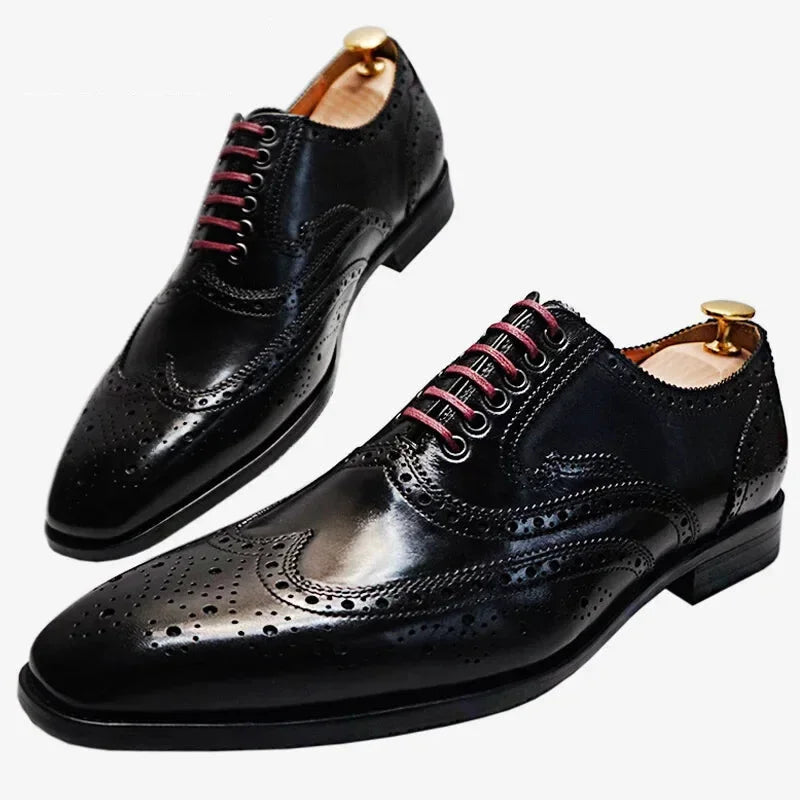 Men's Reinforced Sole Shoes Luxury Genuine Leather Lace-up Wedding Office Dress Shoes for Men Men's Reinforced Sole Shoes Luxury Genuine Leather Lace-up Wedding Office Dress Shoes for Men