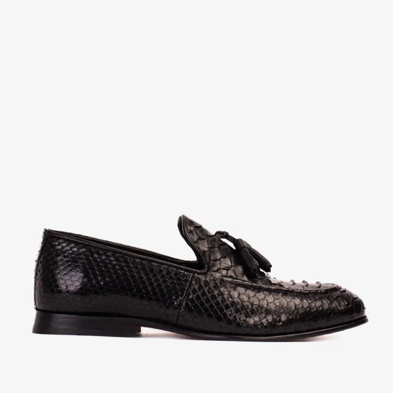 Men's Cushioned Boots The Bethesda Black Pyhtn Skin Leather Tassel Loafer Men Shoe Men's Cushioned Boots The Bethesda Black Pyhtn Skin Leather Tassel Loafer Men Shoe