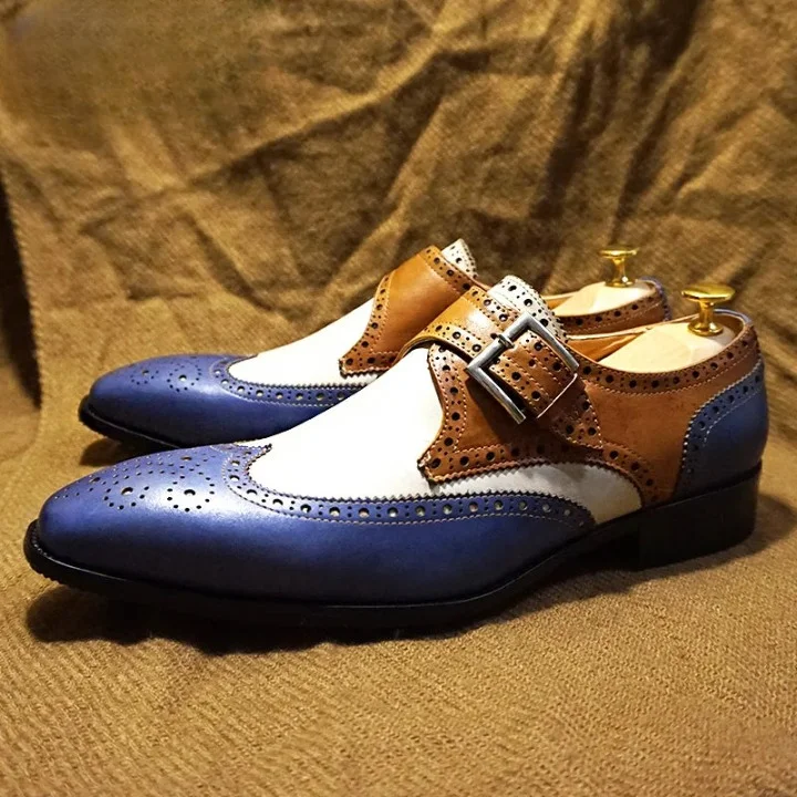 Men's Slip-Resistant Boots Mixed Color Genuine Leather Buckle Strap Office Wedding Dress Shoes for Men Men's Slip-Resistant Boots Mixed Color Genuine Leather Buckle Strap Office Wedding Dress Shoes for Men