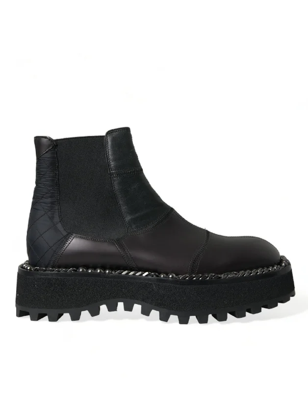 Men's Lightweight Boots Dolce & Gabbana Elegant Black Chelsea Slip-On Men's Boots