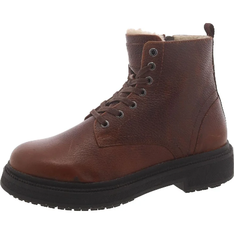 Men's Classic Shoes Steve Madden Mens Denalii Leather Faux Fur Lined Combat & Lace-Up Boots