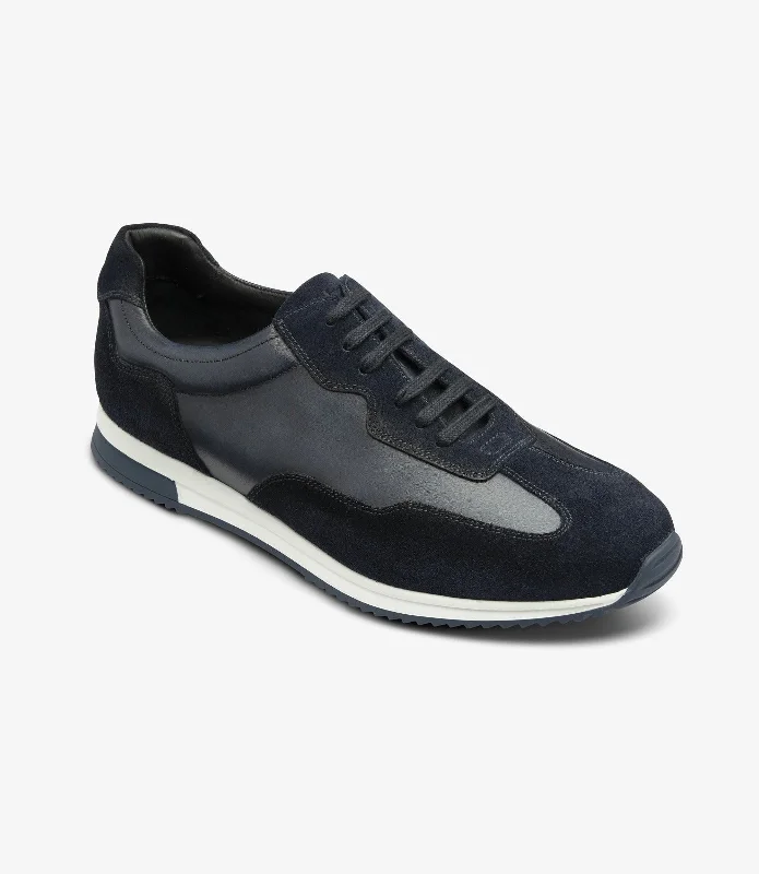 Men's Modern Shoes LOAKE Linford - Leather Sneakers - Navy Suede
