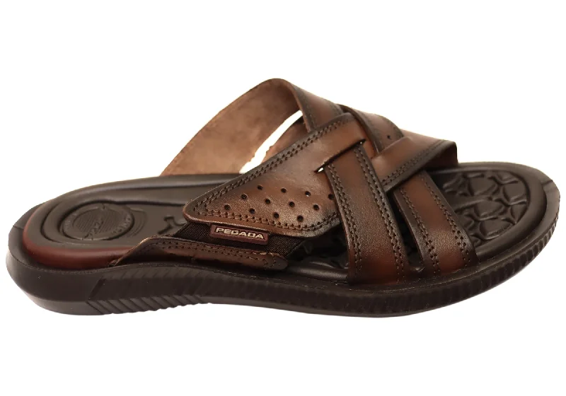 Men's Flexible Shoes Pegada Freddie Mens Comfortable Leather Slides Sandals Made In Brazil Men's Flexible Shoes Pegada Freddie Mens Comfortable Leather Slides Sandals Made In Brazil