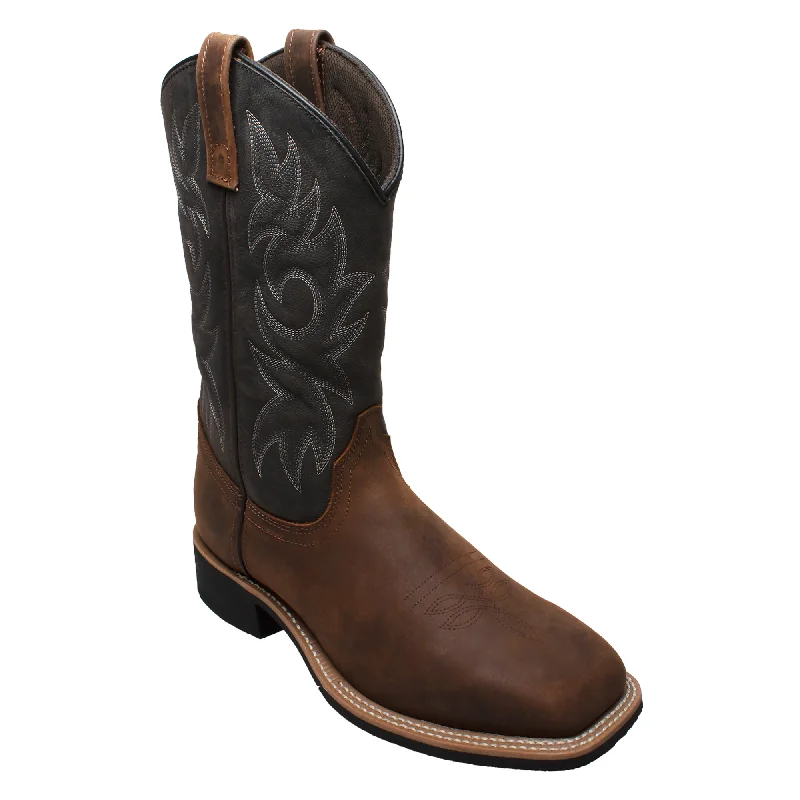 Men's Waterproof Boots AdTec Mens Black/Brown 12in Western Work Boots Leather