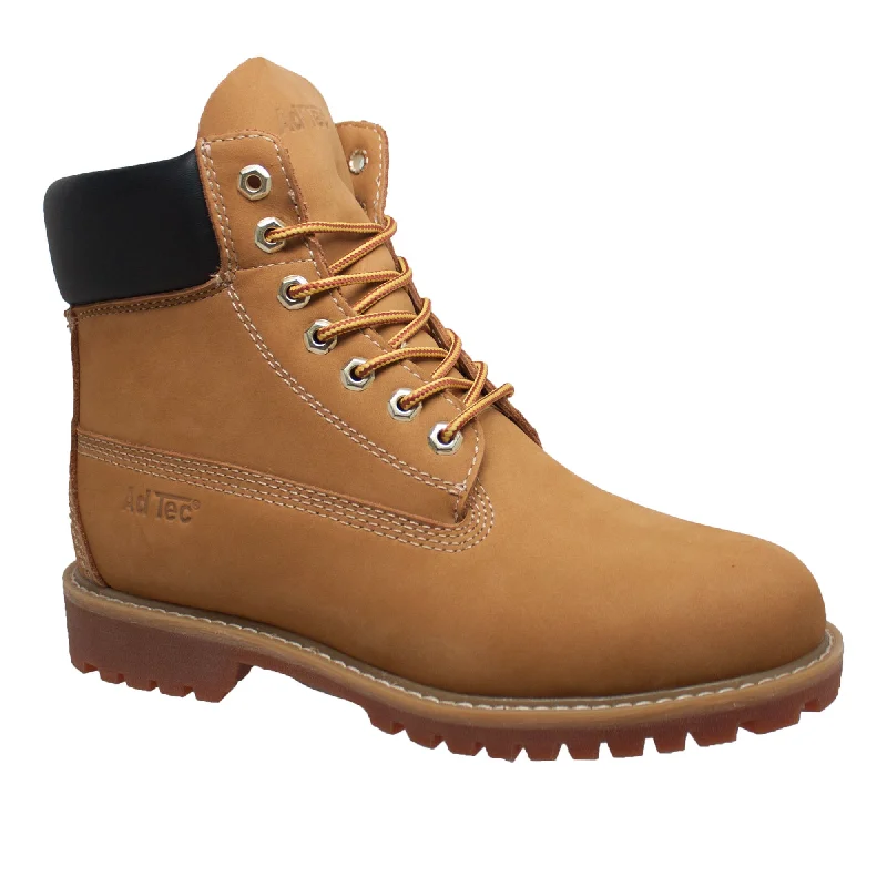 Men's Adaptive Fit Boots AdTec Womens Tan 6in WP ST Work Boots Nubuck Leather