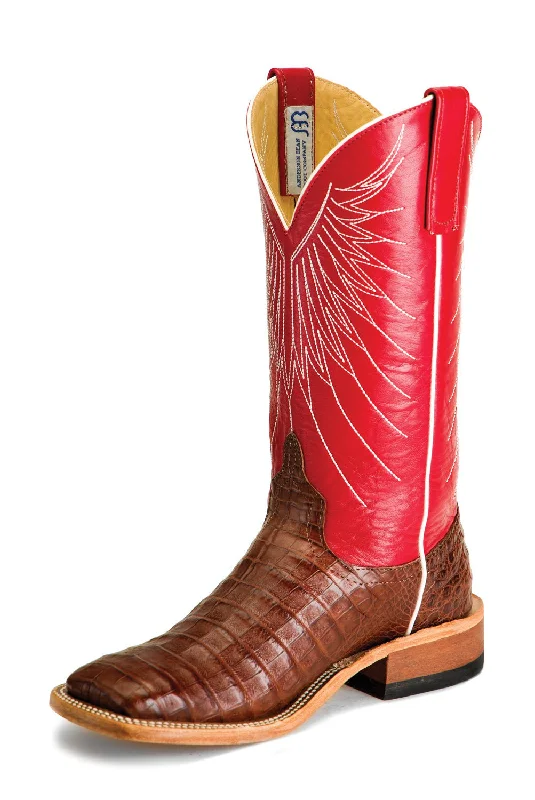 Men's Anti-Slip Boots Anderson Bean Mens 13in Kidskin Red/Tobacco Caiman Belly Cowboy Boots