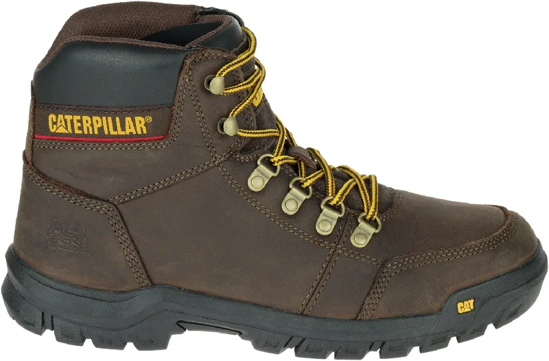 Exclusive Shoe Sale Event Happening Now CAT Mens Outline Seal Brown Leather Work Boots