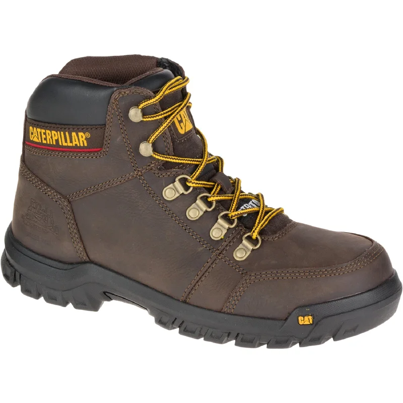 Limited-Time Shoe Discounts On Top Brands CAT Mens Outline St Seal Brown Leather Work Boots