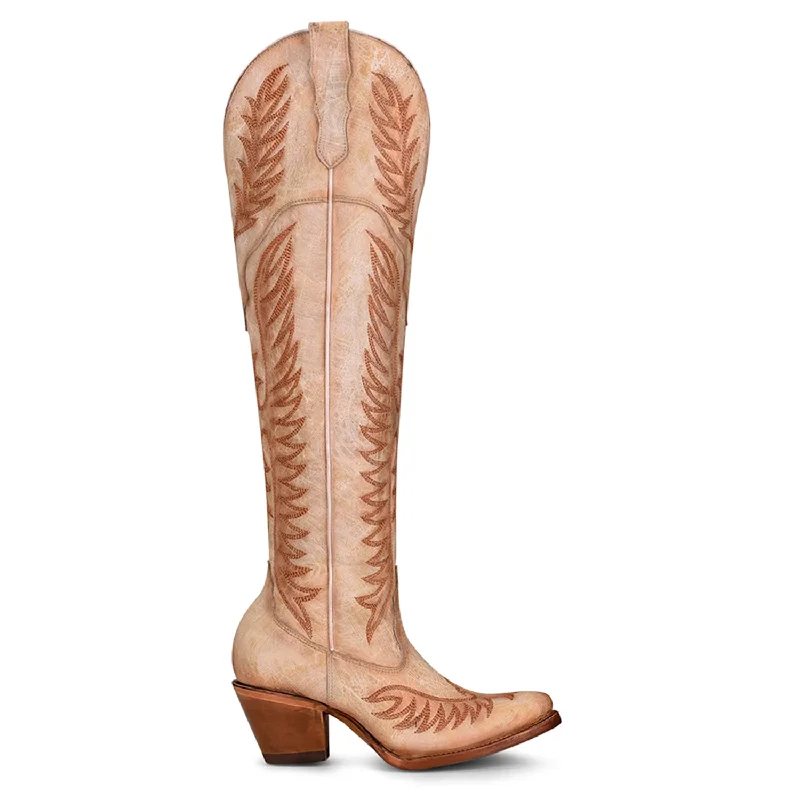 Men's Modern Shoes Corral Urban Womens Over-The-Knee Cowboy Boots Leather Beige