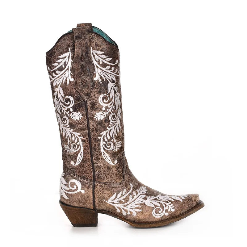Men's Temperature-Regulating Shoes Corral Womens A3753 Brown Leather 13in Glow in the Dark Fashion Boots