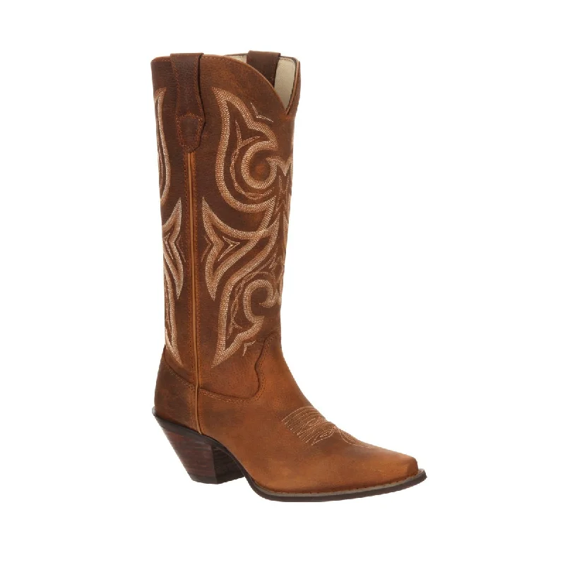 Men's Casual Shoes Crush by Durango Womens Cognac Leather Jealousy Stitch Cowboy Boots