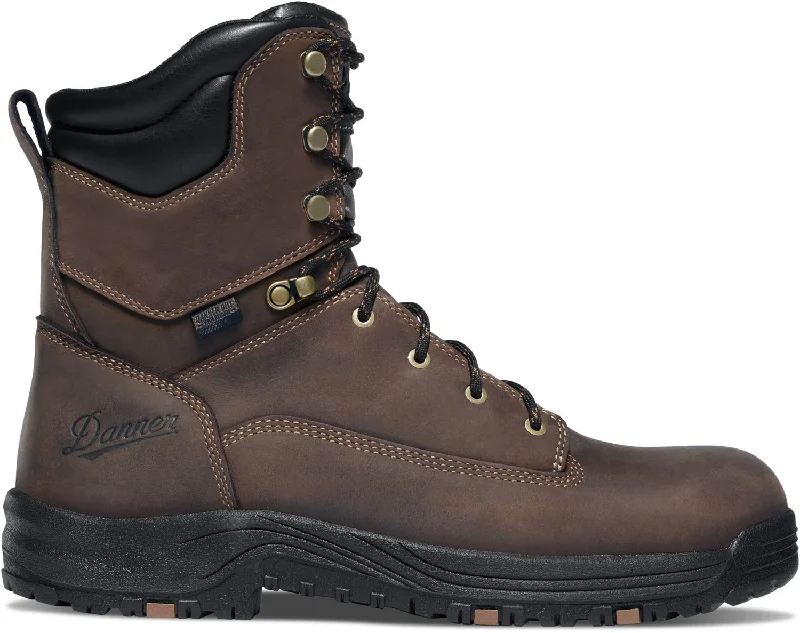 Men's Handcrafted Boots Danner Mens Caliper 8in AL Brown Leather Work Boots