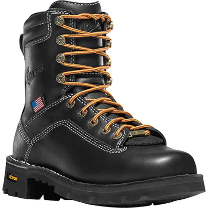 Men's Flexible Boots Danner Quarry USA 7in AT Womens Black Leather Goretex Work Boots 17325