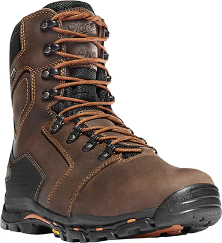 Men's Cozy Boots Danner Vicious 8in 400G NMT Mens Brown Leather GTX Work Boots