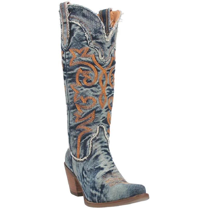 Men's Shock-Resistant Boots Dingo Womens Texas Tornado Cowboy Boots Leather Blue