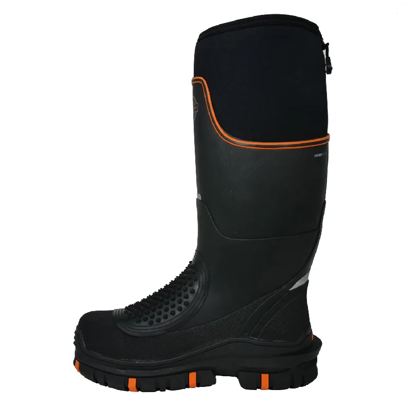 Men's Shock-Absorbing Shoes Dryshod Mens Megatar Black/Orange Rubber ST PR MT Work Boots
