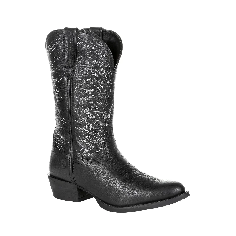 Men's Ultra-Light Shoes Durango Mens Black Onyx Leather Frontier R-Toe Cowboy Boots
