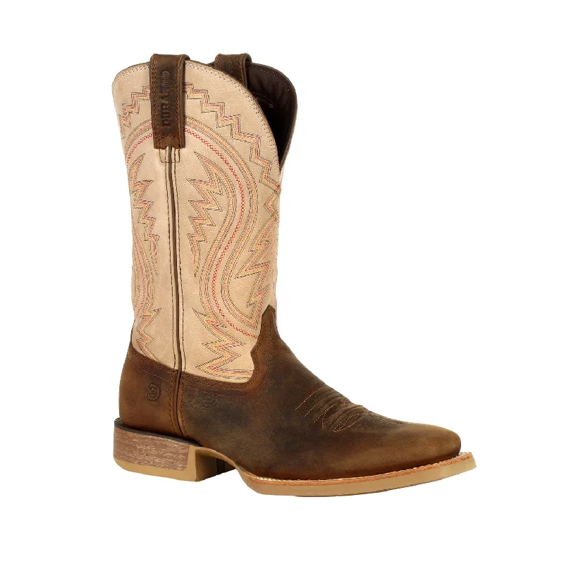 Men's Cushioned Shoes Durango Mens Coffee/Bone Leather Rebel Frontier Western Cowboy Boots
