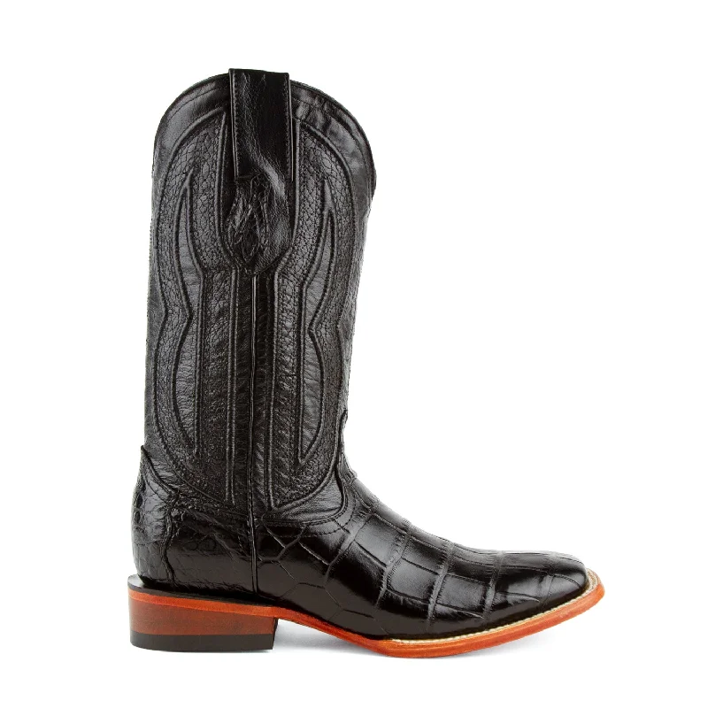 Best Offers On Lightweight And Flexible Shoes Ferrini Mens Black Leather Alligator Belly S-Toe Stallion Cowboy Boots