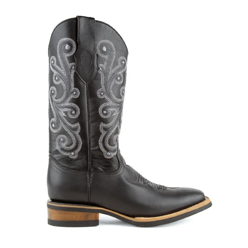 Top-Rated Shoes Now At Special Discounted Prices Ferrini Mens Black Leather French Calf Rubber S-Toe Cowboy Boots