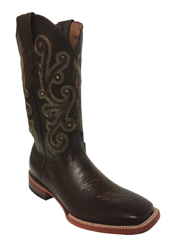 Limited-Time Shoe Discounts On Top Brands Ferrini Mens Chocolate Leather French Calf S-Toe Western Cowboy Boots