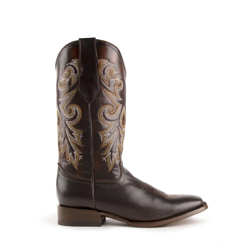 Shop Now For Limited-Time Footwear Deals Ferrini Mens Chocolate Leather Tundra S-Toe Western Cowboy Boots