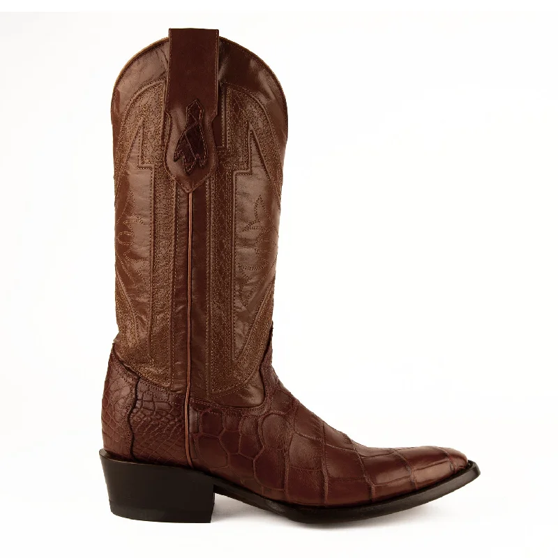 Grab Your Favorite Shoes At The Lowest Prices Ferrini Mens Cognac Leather Gator Belly R-Toe Stallion Cowboy Boots