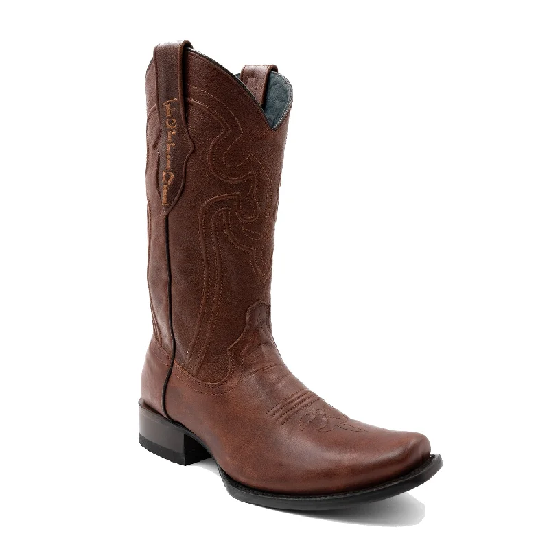 Men's Eco-Friendly Shoes Ferrini Mens Wyatt D-Toe Brandy Leather Cowboy Boots