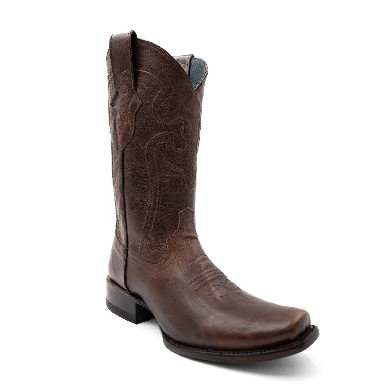 Men's Flexible Sole Shoes Ferrini Mens Wyatt D-Toe Chocolate Leather Cowboy Boots