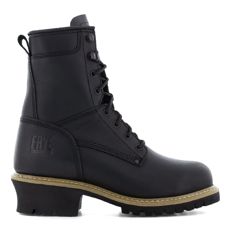 Clearance Sale On Men's Shoes Frye Supply Mens Black Leather EH CT 8in Waterproof Logger Work Boots