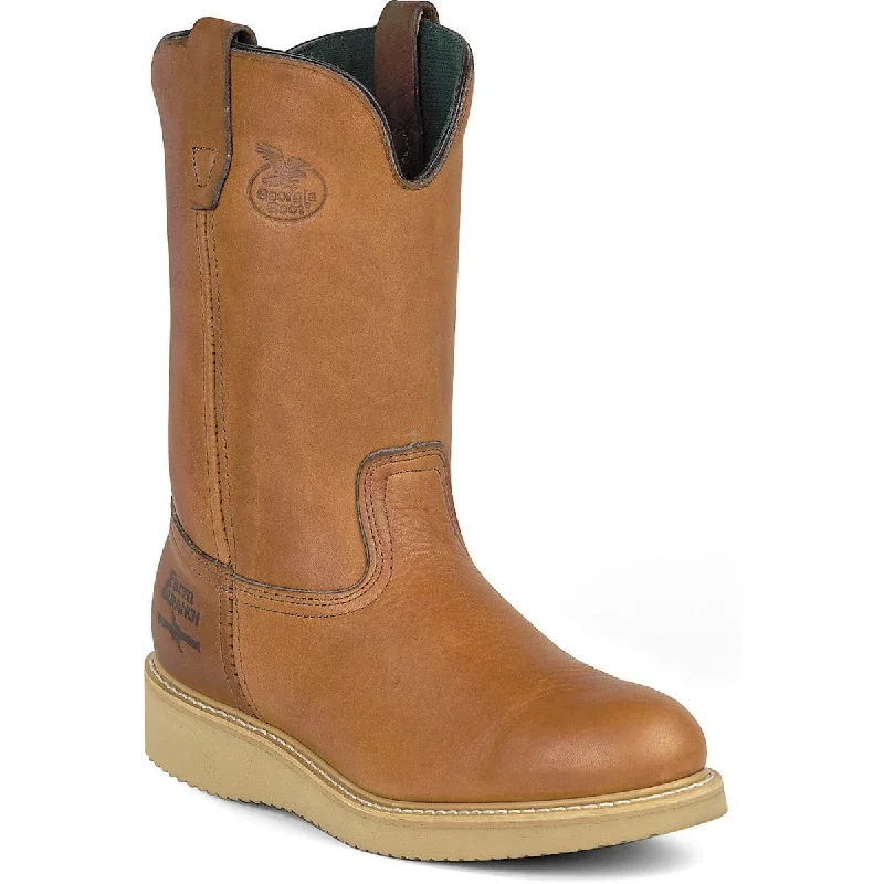 High-Quality Shoes Georgia Mens Barracuda Leather Steel Toe Wedge Work Boots