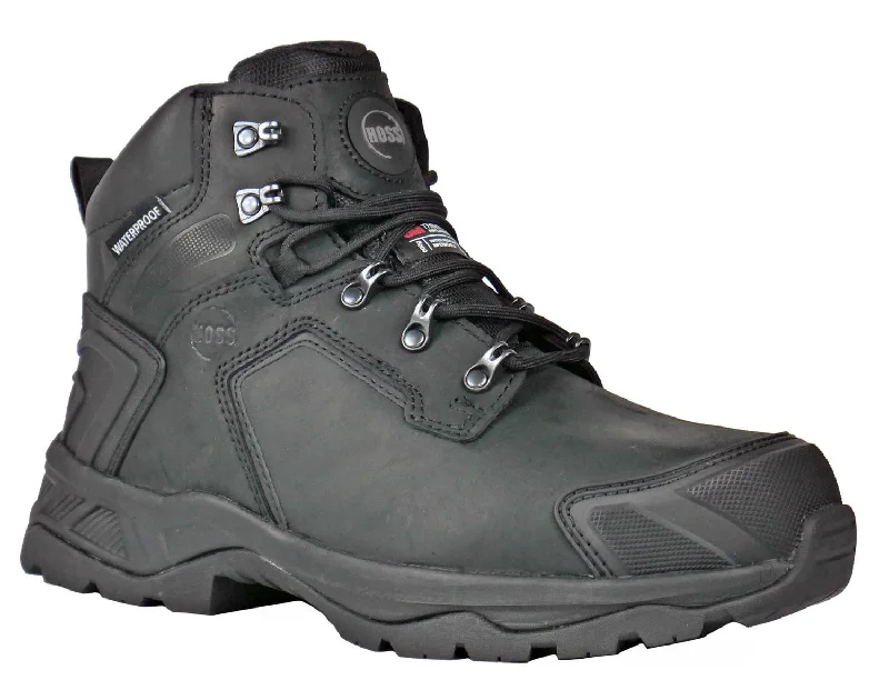 Men's Lightweight Shoes Hoss Boots Mens Black Leather Chiller 600G CT Work Boots