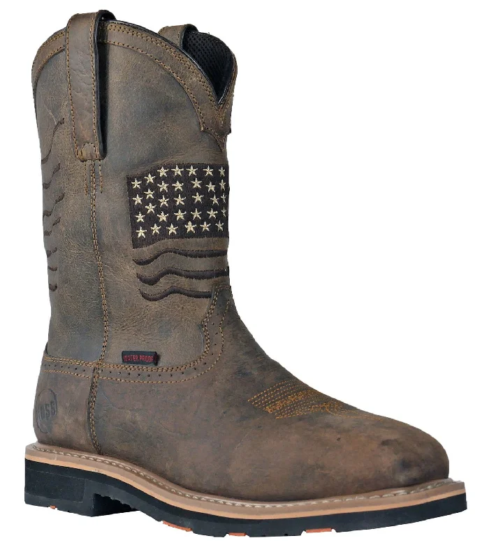 Men's Casual Shoes Hoss Boots Mens Brown Leather Rushmore CT WP PR Work Boots