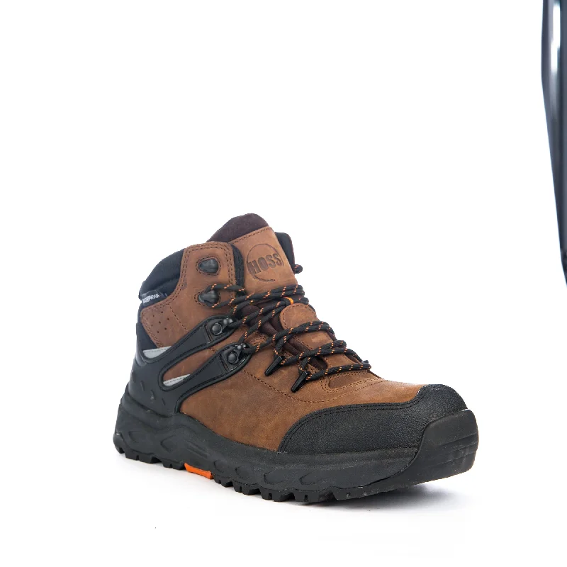 Men's Supportive Boots Hoss Boots Mens Brown Leather Stomp 6in AT WP Work Boots