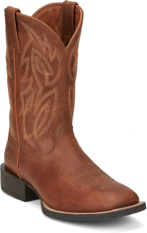 Men's Sporty Shoes Justin 11in Pull-On Mens Hazel Brown Canter Leather Work Boots