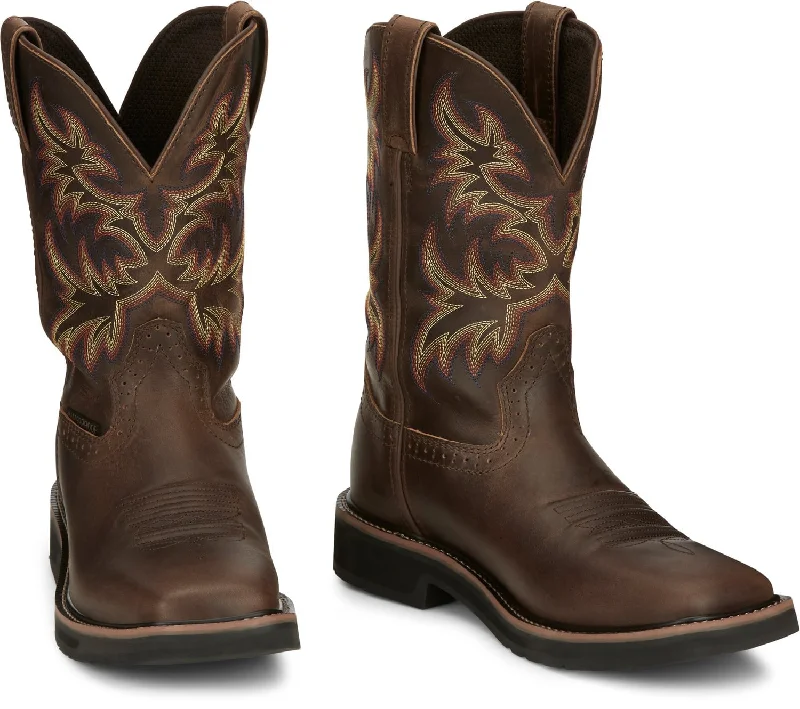 Men's Fashionable Shoes Justin 11in Stampede Mens Rugged Tan Driller Leather Work Boots Men's Fashionable Shoes Justin 11in Stampede Mens Rugged Tan Driller Leather Work Boots
