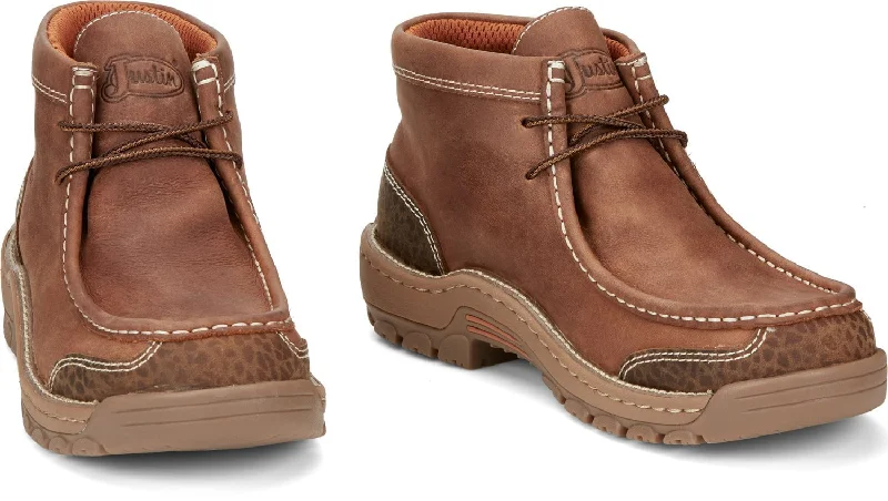 Men's Soft Shoes Justin 4in WP EH Mens Barley Brown Crafton Leather Work Boots